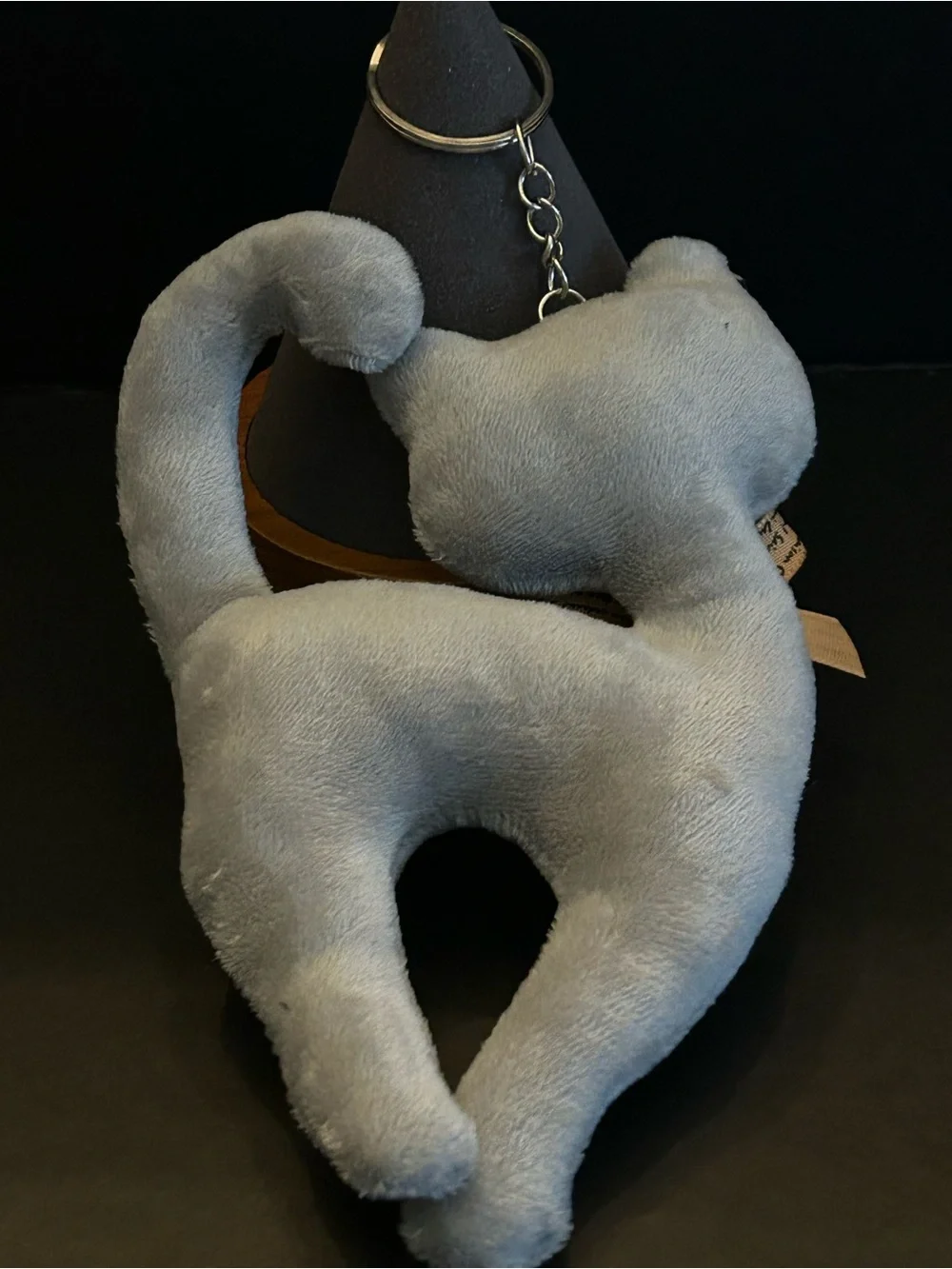 Plush Cat 🐈‍⬛ Bag Charm Keychain Card Holder with Yellow Eyes and Orange Bow